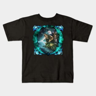 Awesome wolf in the moonlight Kids T-Shirt